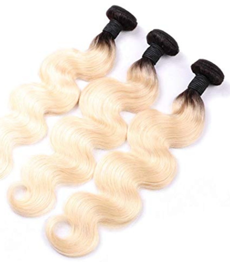 Human Hair weft Ombre Color#1b /blondeHair Sew In Extensions YL352